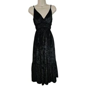 Rebecca Minkoff Womens XXS Mazy V-neck Sleeveless Velvet Maxi Dress Whimsy Goth‎